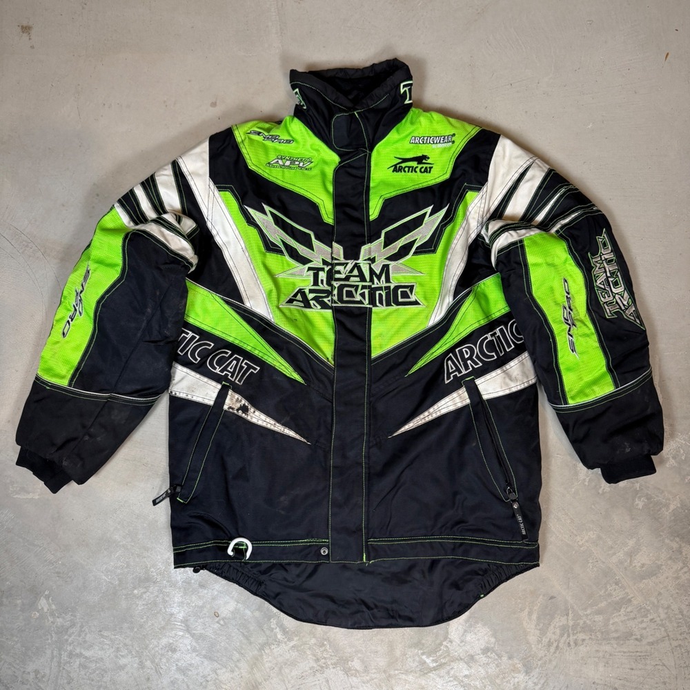 Arcticwear Arctic Cat Team Arctic Snopro Jacket Black Neon Lime Green Mens L